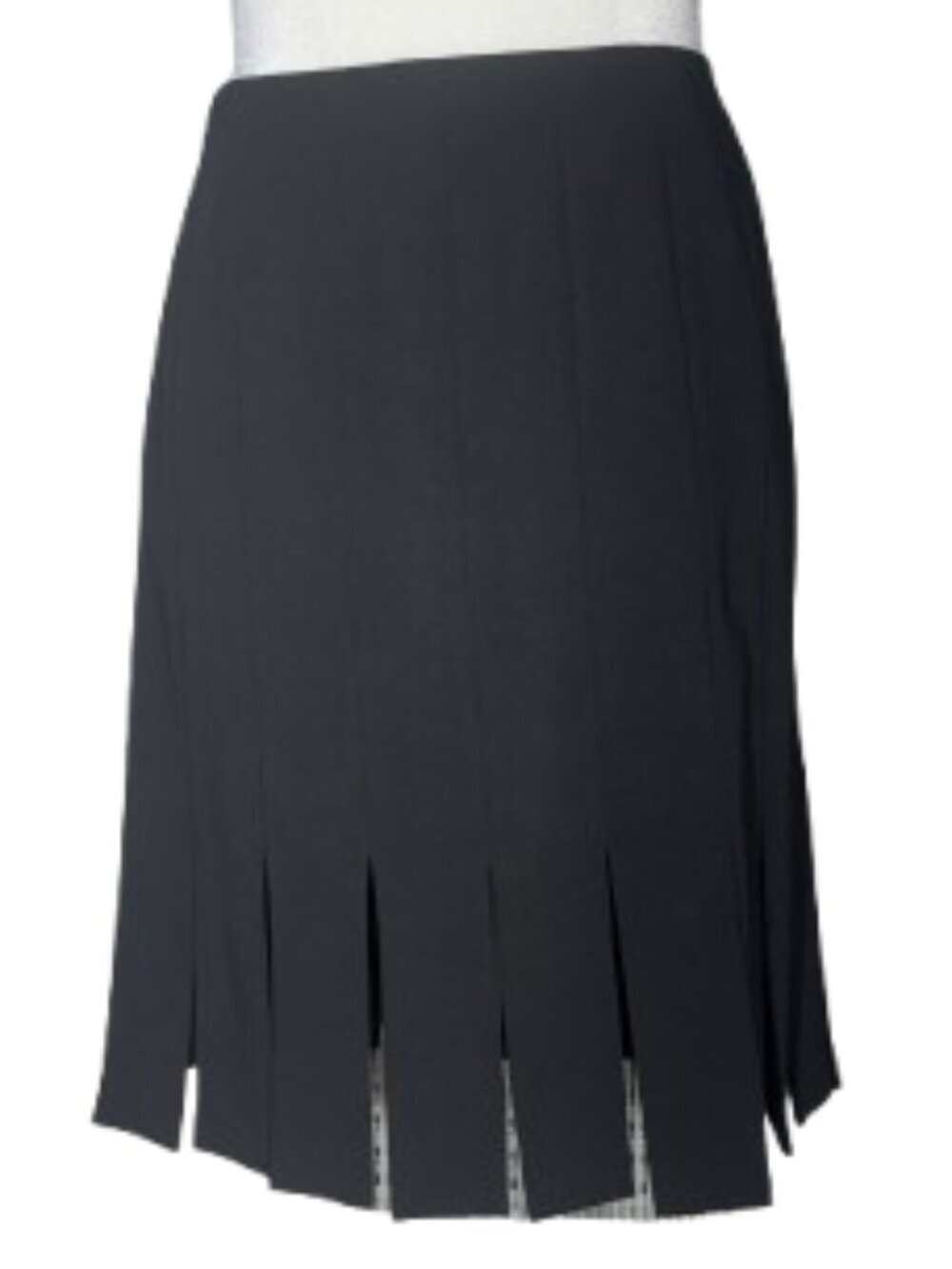White House Black Market Black A-Line Skirt with Box Pleat Hem Size 6